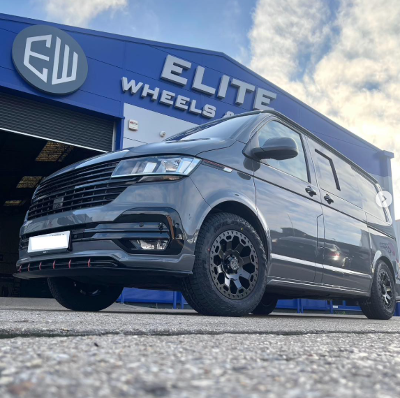 17" Volkswagen Transporter Black Rhino Warlord Midnight Black Alloy Wheels and AT Tyres