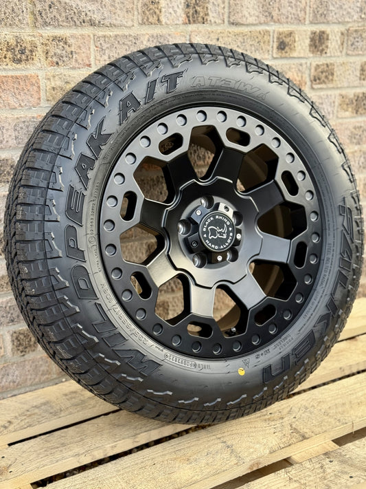 17" Volkswagen Transporter Black Rhino Warlord Midnight Black Alloy Wheels and AT Tyres