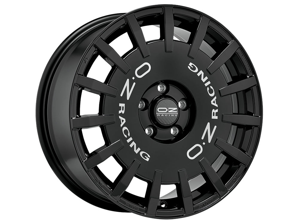 4 x OZ Racing RALLY RACING GLOSS BLACK SILVER LETTERING
