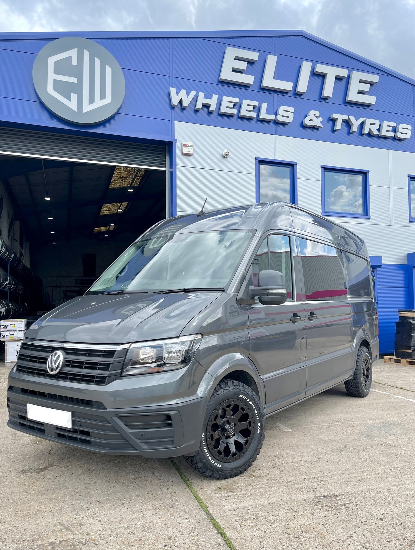 17" Volkswagen Crafter MAN TGE Black Rhino Warlord Midnight Black Alloy Wheels and BFG KO3 Tyres