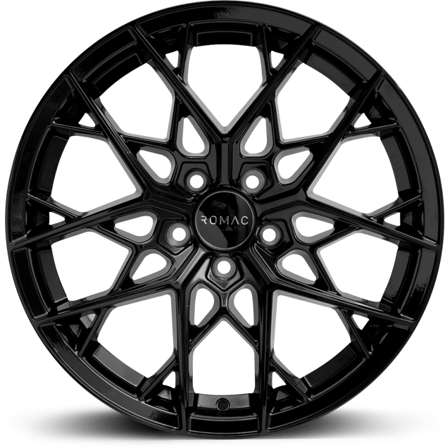 4 x ROMAC VORTEX GLOSS BLACK & 4 x 225/45ZR18 95Y XL ACCELERA IOTA EVT