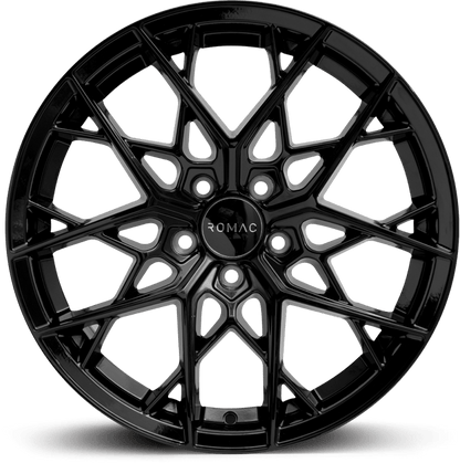 4 x ROMAC VORTEX GLOSS BLACK & 4 x 225/45ZR18 95Y XL ACCELERA IOTA EVT