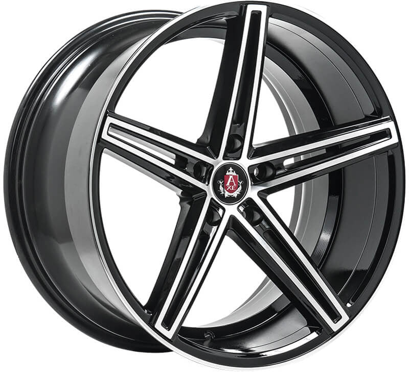 4 x AXE EX14 BLACK & POLISHED & 4 x 225/40R18 92W XL MICHELIN CROSSCLIMATE 3