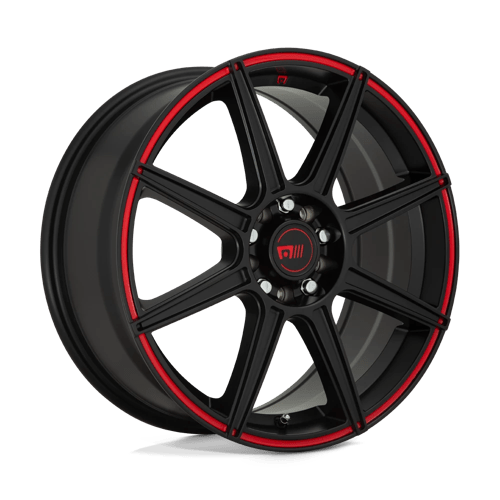 4 x Motegi MR142 CS8 SATIN BLACK W/ RED STRIPE