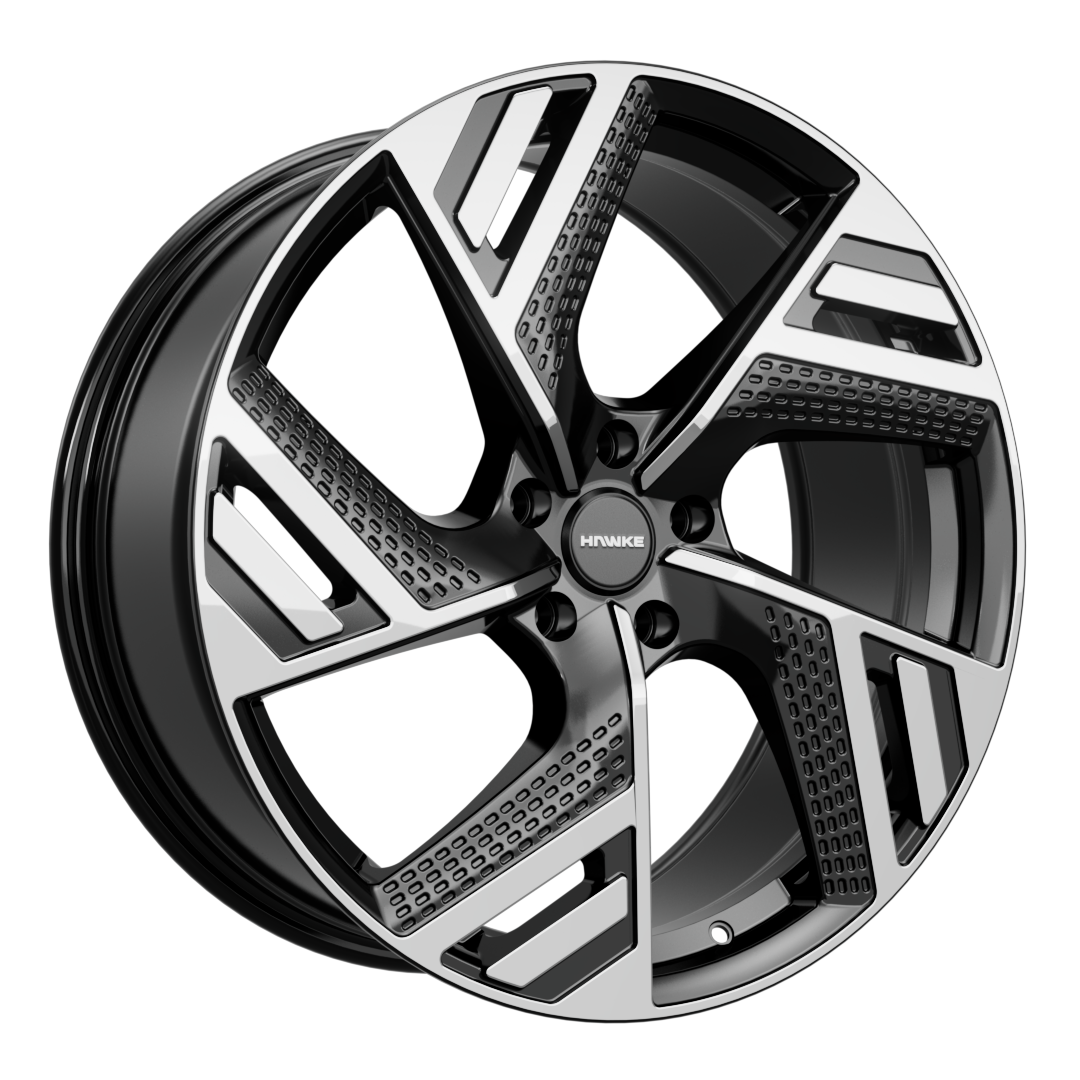 4 x Hawke Wheels Valor Black Polished & 4 x 265/35R22 102V XL POWERTRAC CITY RACING SUV