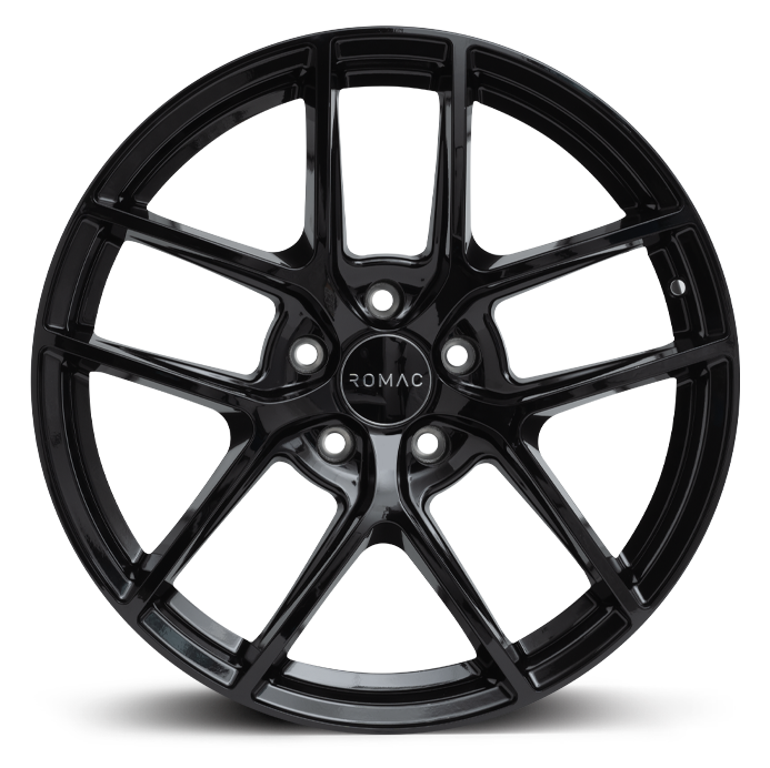 4 x ROMAC DIABLO GLOSS BLACK & 4 x 235/50R19 103W XL BRIDGESTONE TURANZA ALL SEASON 6 ENLITEN