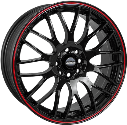 4 x Calibre Motion Gloss Black / Red Pinstripe & 4 x 225/40ZR18 92W XL WESTLAKE Z-107 ZUPERECO