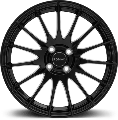 4 x ROMAC PULSE GLOSS BLACK & 4 x 235/40ZR18 95Y XL DYNAMO STREET-H MU71