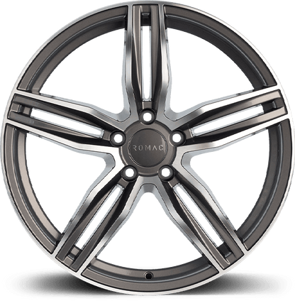 4 x ROMAC VENOM GREY/POLISH & 4 x 225/40RF18 92Y XL BRIDGESTONE POTENZA S001 RFT *