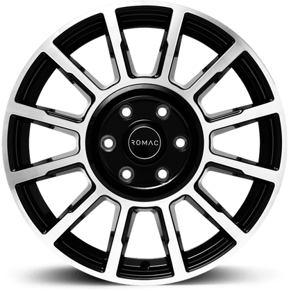 4 x ROMAC STEALTH BLACK/POLISH & 4 x 225/75R16 108T XL BF GOODRICH TRAIL-TERRAIN T/A ORWL