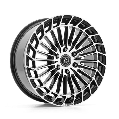 4 x AXE EX45 GLOSS BLACK & POLISHED & 4 x 235/55R18 104V XL MICHELIN E PRIMACY S1