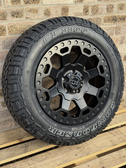 17" Volkswagen Transporter Black Rhino Warlord Midnight Black Alloy Wheels and AT Tyres