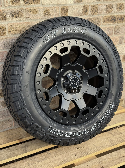 17" Volkswagen Transporter Black Rhino Warlord Midnight Black Alloy Wheels and AT Tyres