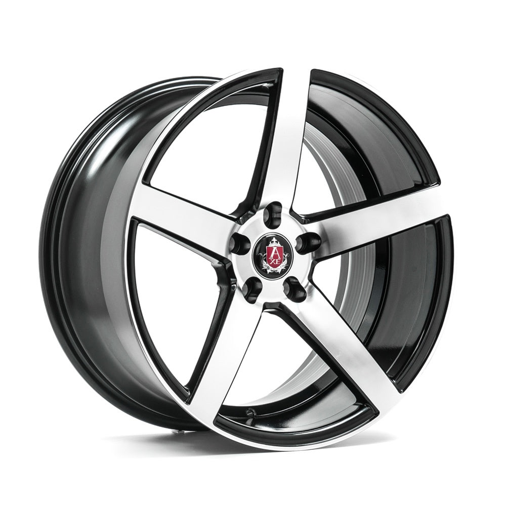 4 x AXE EX18 GLOSS BLACK & POLISHED & 4 x 245/40ZR18 97Y XL ACCELERA IOTA EVT