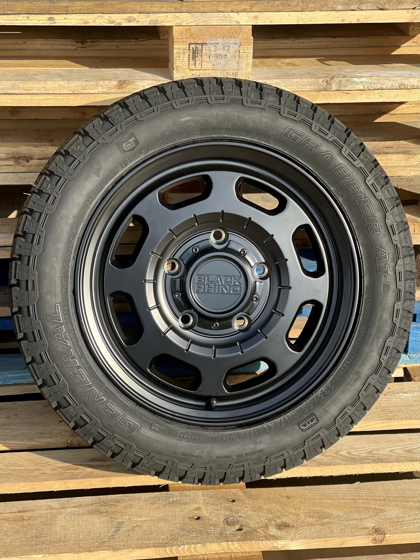 17" Ford Transit Custom Black Rhino Bandolier Alloy Wheels And All Terrain Tyres