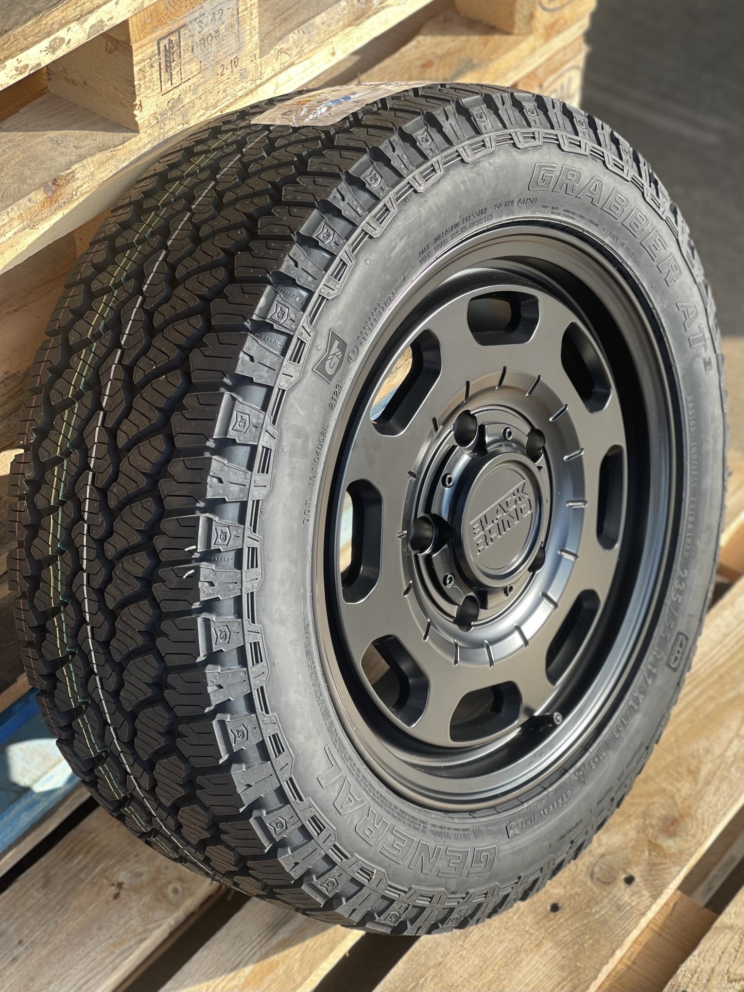 17" Ford Transit Custom Black Rhino Bandolier Alloy Wheels And All Terrain Tyres