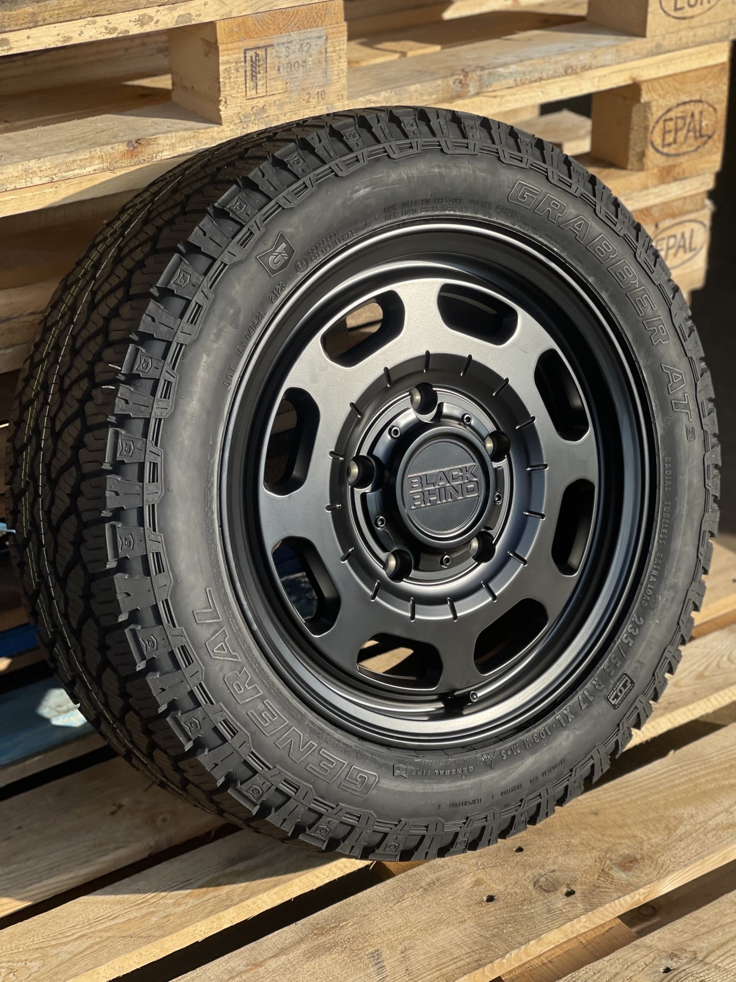 17" Ford Transit Custom Black Rhino Bandolier Alloy Wheels And All Terrain Tyres