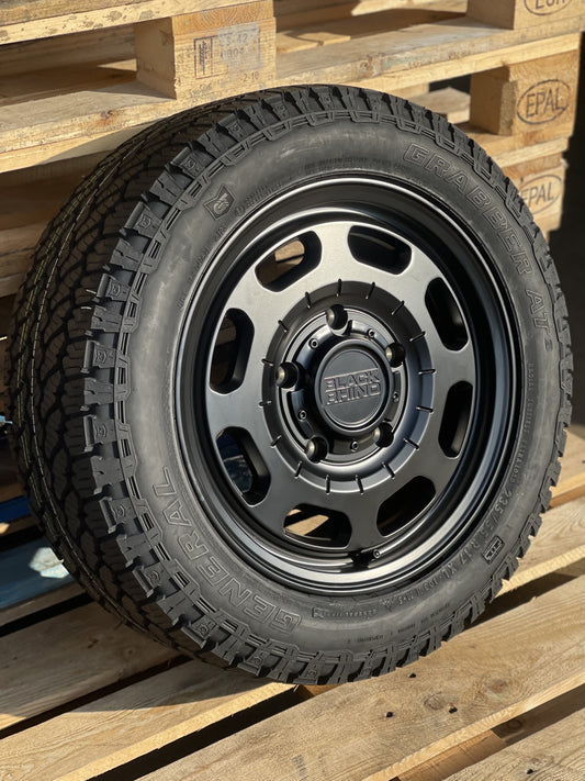 17" Ford Transit Custom Black Rhino Bandolier Alloy Wheels And All Terrain Tyres