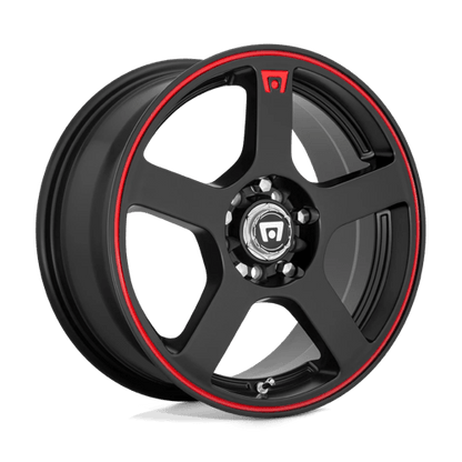 4 x Motegi MR116 FS5 MATTE BLACK W/ RED STRIPE & 4 x 225/40R18 92W XL AVON ZV7