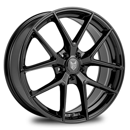 4 x FOX FX5 GLOSS BLACK & 4 x 235/35ZR19 91Y XL ACCELERA IOTA EVT