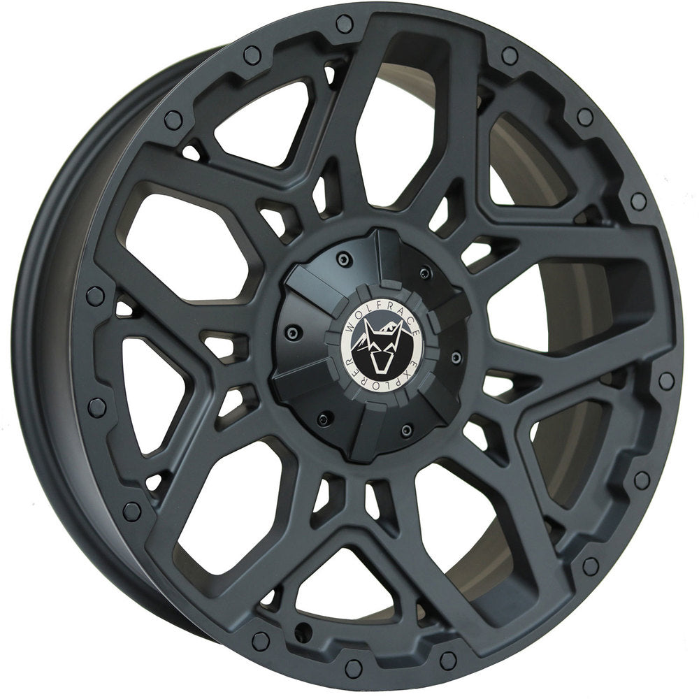 Wheel & Tyres Package( Wolfrace Explorer Sahara Matt Black Black Rivets + 265/60R18 BFG ATKO2[6]119S BSW )
