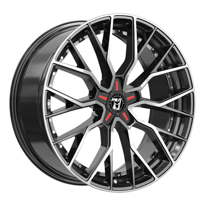 Wheel & Tyres Package( Wolfrace 71 Munich GTR CUSTOM Gloss Raven Black Polished Red Inserts + 255/45R20 MIC LATSPT3 105VXL VOL AC )