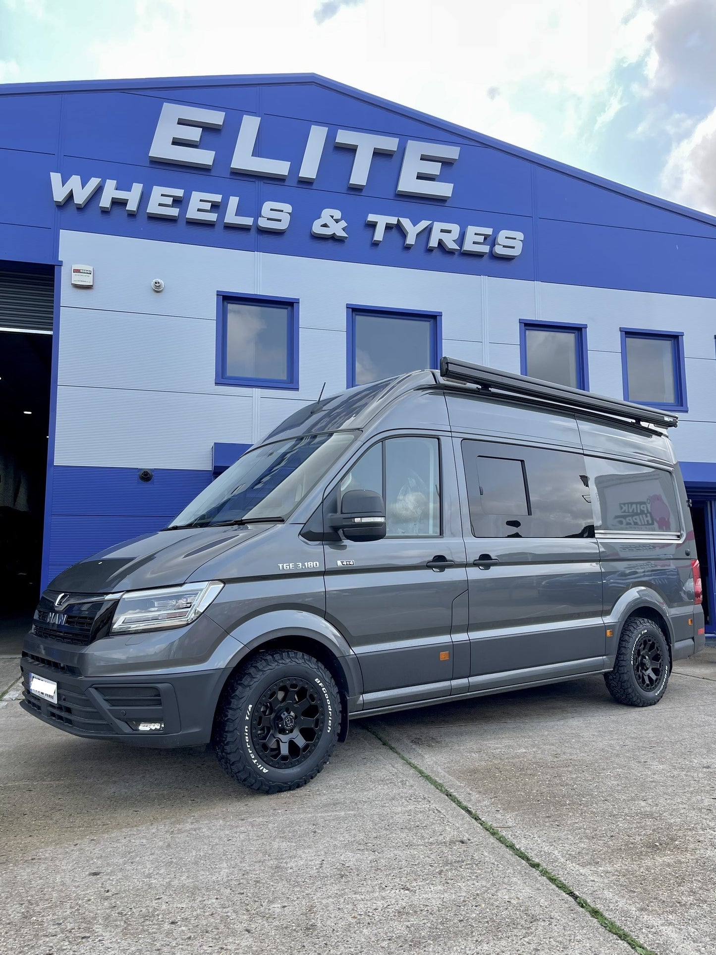 17" Volkswagen Crafter MAN TGE Black Rhino Warlord Midnight Black Alloy Wheels and BFG Tyres